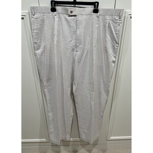 Joseph & Feiss Men's Seersucker Pinstripe Pants Size 46x32 Tan & White Nautical